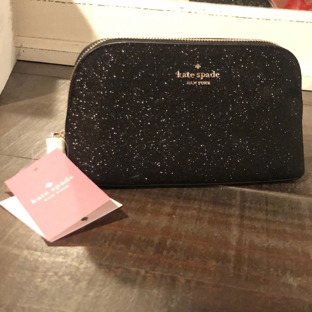 Shiny glitter black Kate Spade pouch